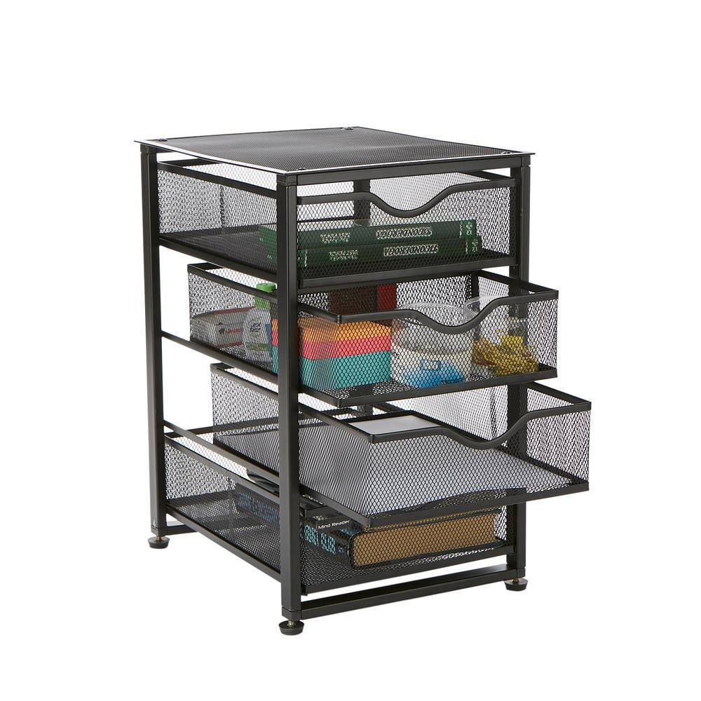 Deluxe 4 Drawers Cart File Storage Cart Utility Cart Heavy Duty Multi-Purpose Cart Black 4TMCA-BLK