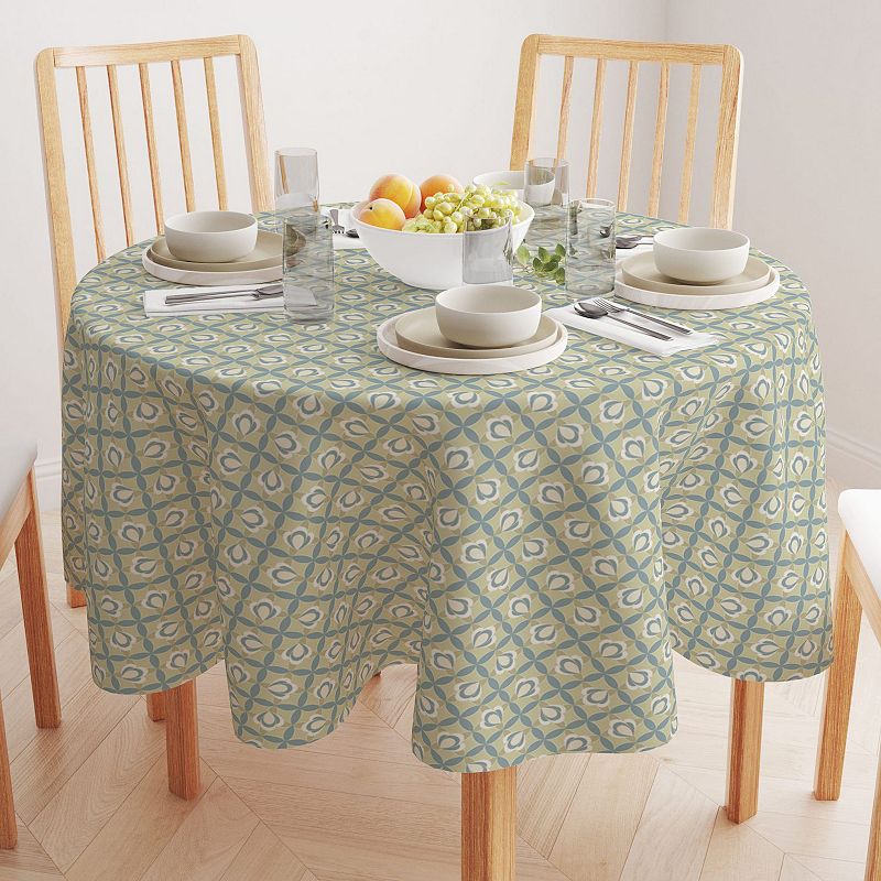 Round Tablecloth， 100% Cotton， 60 Round， Decorative Abstract Print