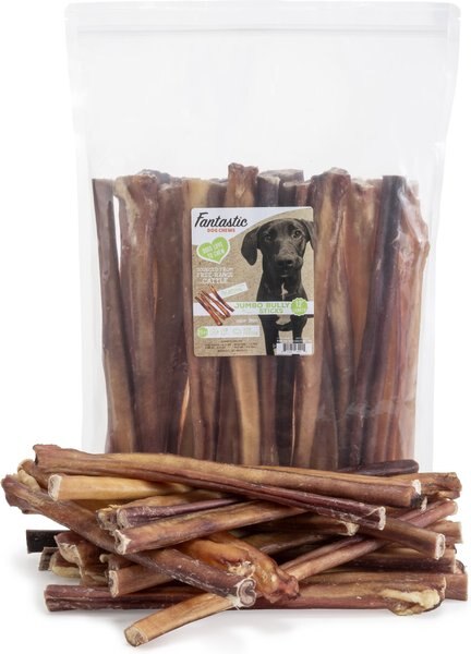 Fantastic Dog Chews Jumbo Bully Sticks Grain-Free Dog Treats， 25 count