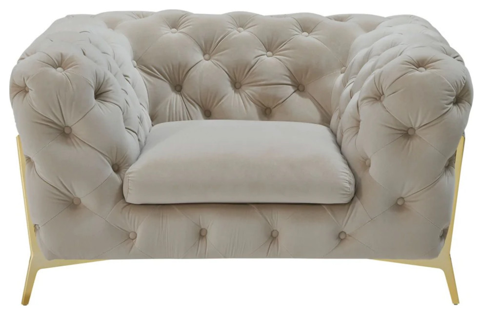 Jack Transitional Beige Velvet Chair   Contemporary   Armchairs And Accent Chairs   by Rustic Home Furniture Deco  Houzz