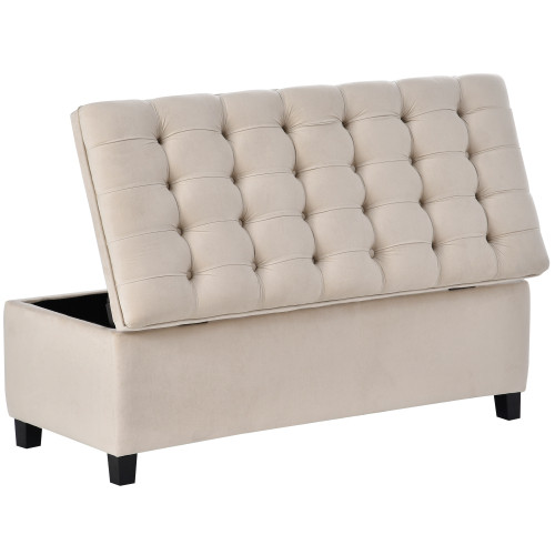 U Stye Upholstered Flip Top Storage Bench with But...