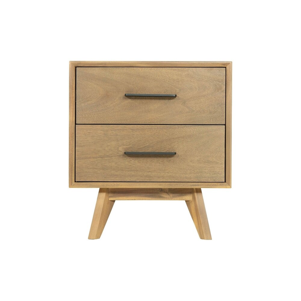 Cid ie 18 Inch Modern Nightstand  2 Drawers  Solid Acacia  Walnut