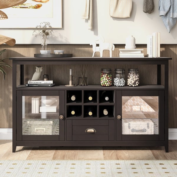 Multifunctional Console Table with Large Storage Capacity Cabinet， Sofa Table for Entryway with 2 Doors and 6 Storage Grids