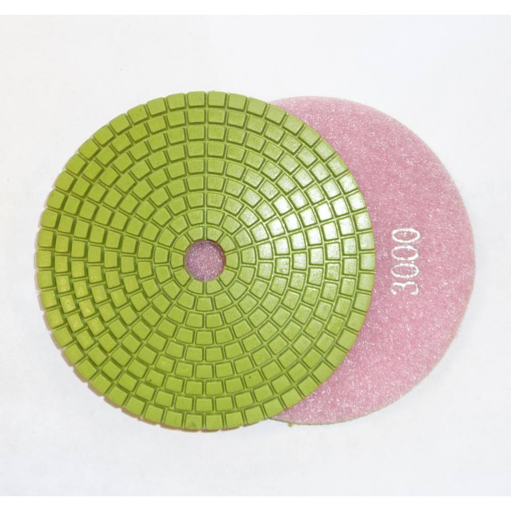 4 in. JHX Wet Diamond Polishing Pads for GraniteConcrete (Set of 7) with 4 in. Semi-Rigid Back Holder JHXR205SET8