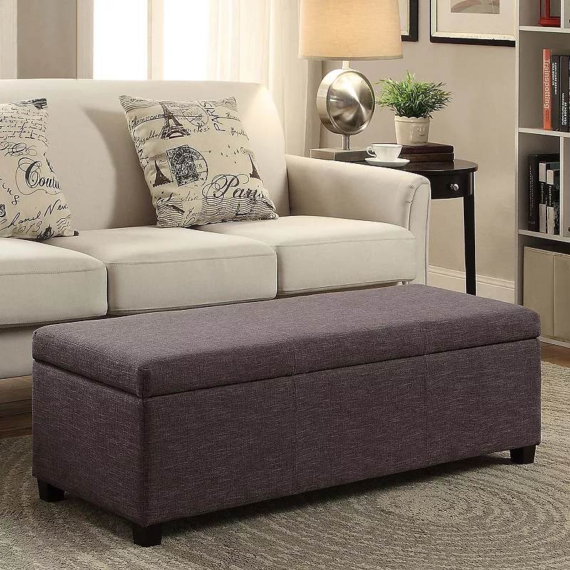 Simpli Home Avalon Upholstered Storage Ottoman