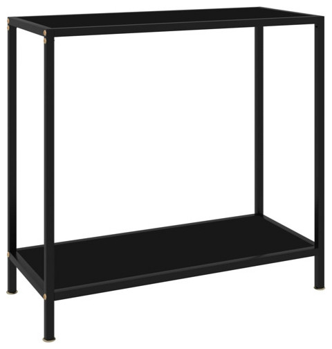 vidaXL Console Table Entryway Table Narrow Side Table Black Tempered Glass   Transitional   Console Tables   by vidaXL LLC  Houzz