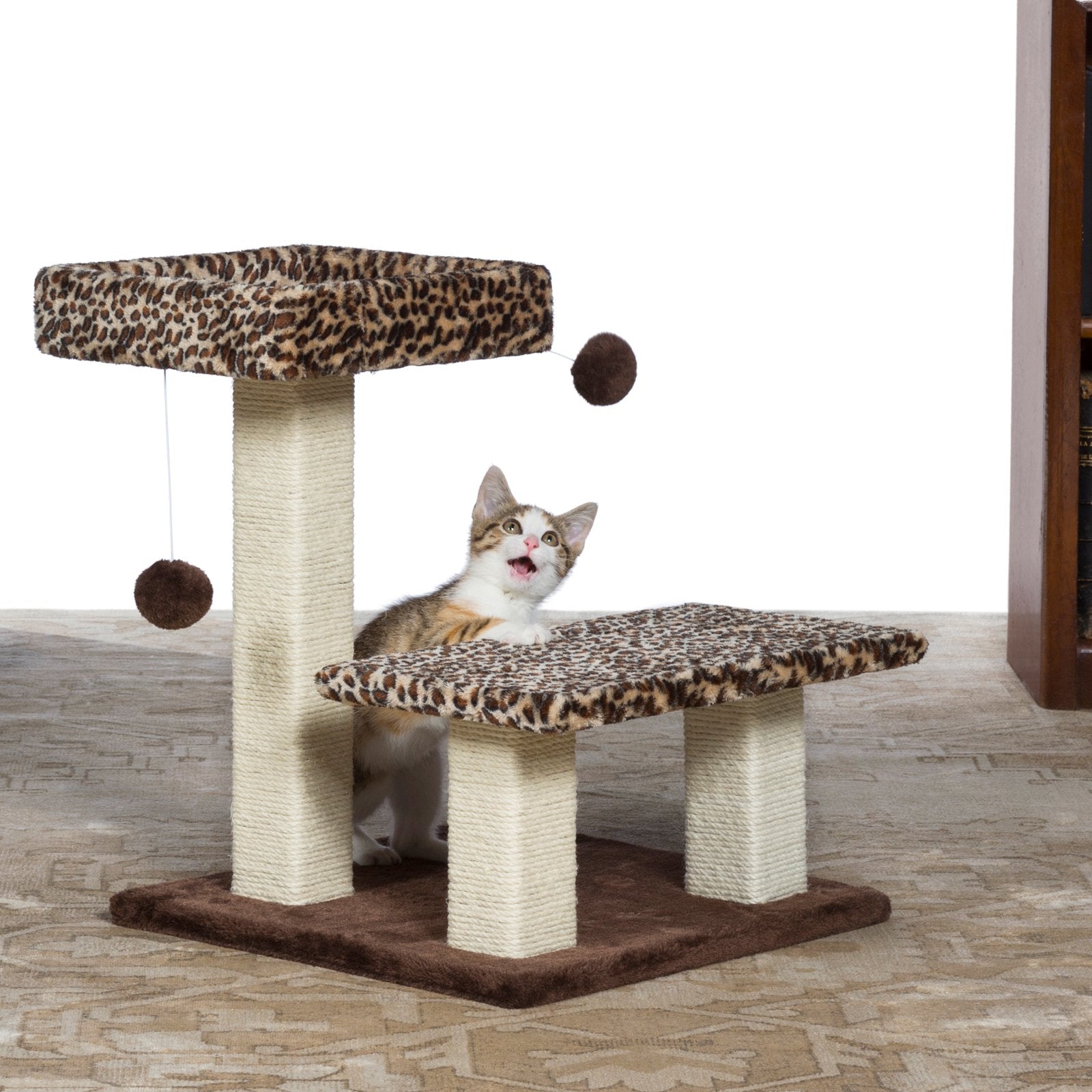 Prevue Pet Products 21 in. Kitty Power Paws Plush Leopard Terrace