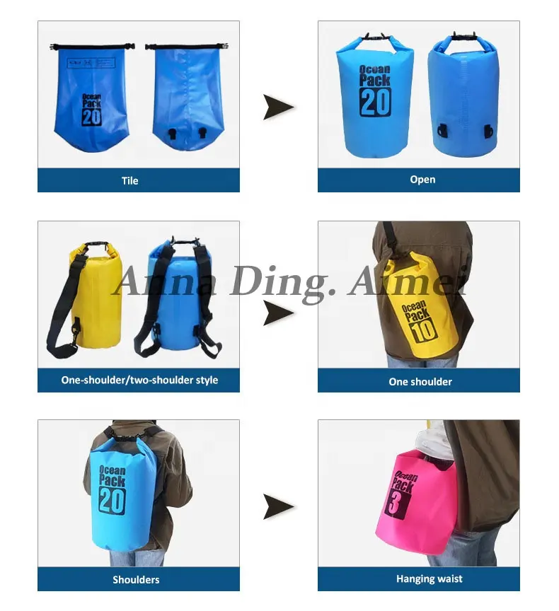 Travel Beach Backpack Dry Waterproof Bag Wholesale Pvc Ocean Park Camping Hiking Lightweight Dry Bag Custom Logo