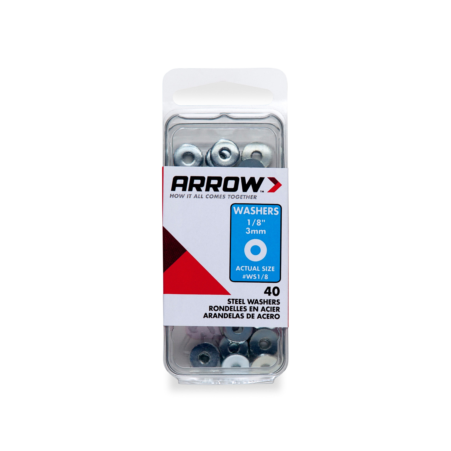 Arrow 1/8 in. D Steel Flat Washers Silver 40 pk