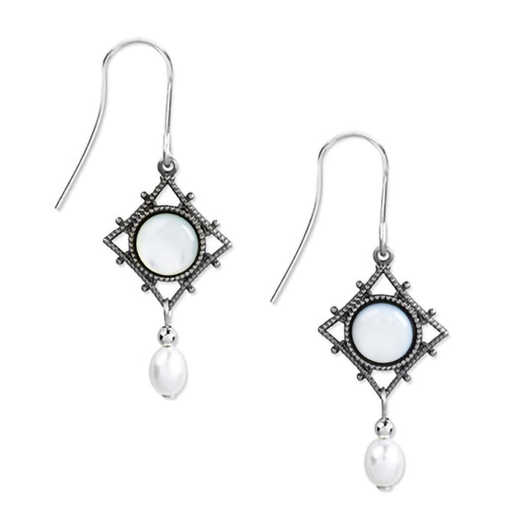 Silver Forest Earrings - Silver Diamond/Pearl Bead Earrings