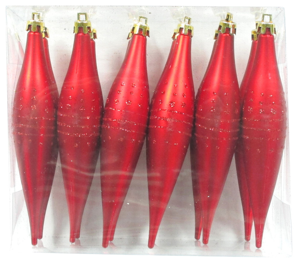 Red Finial Ornament With Dot Design 12 Pack   Contemporary   Christmas Ornaments   by Queens of Christmas  Houzz