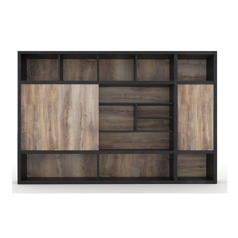 PHOENIX Display Wall Unit 3.0M - Warm Oak & Black