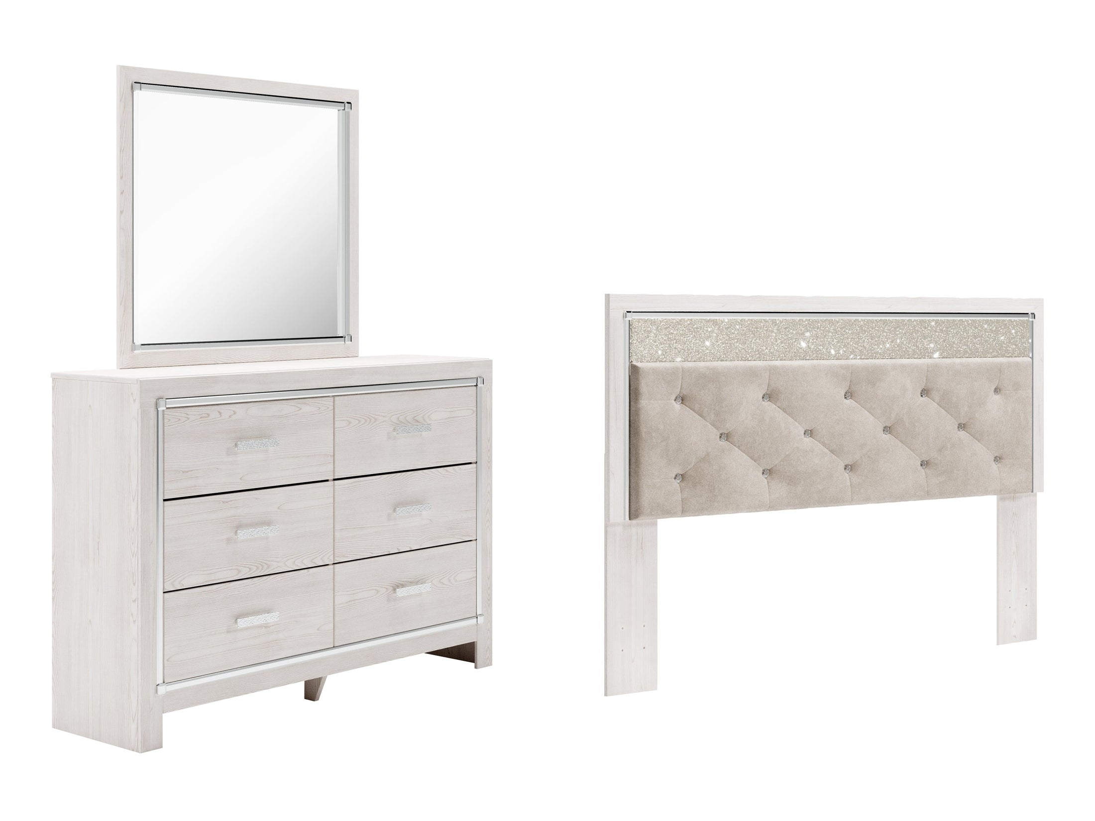 (Online Special Price) Altyra King Panel Headboard, Dresser and Mirror