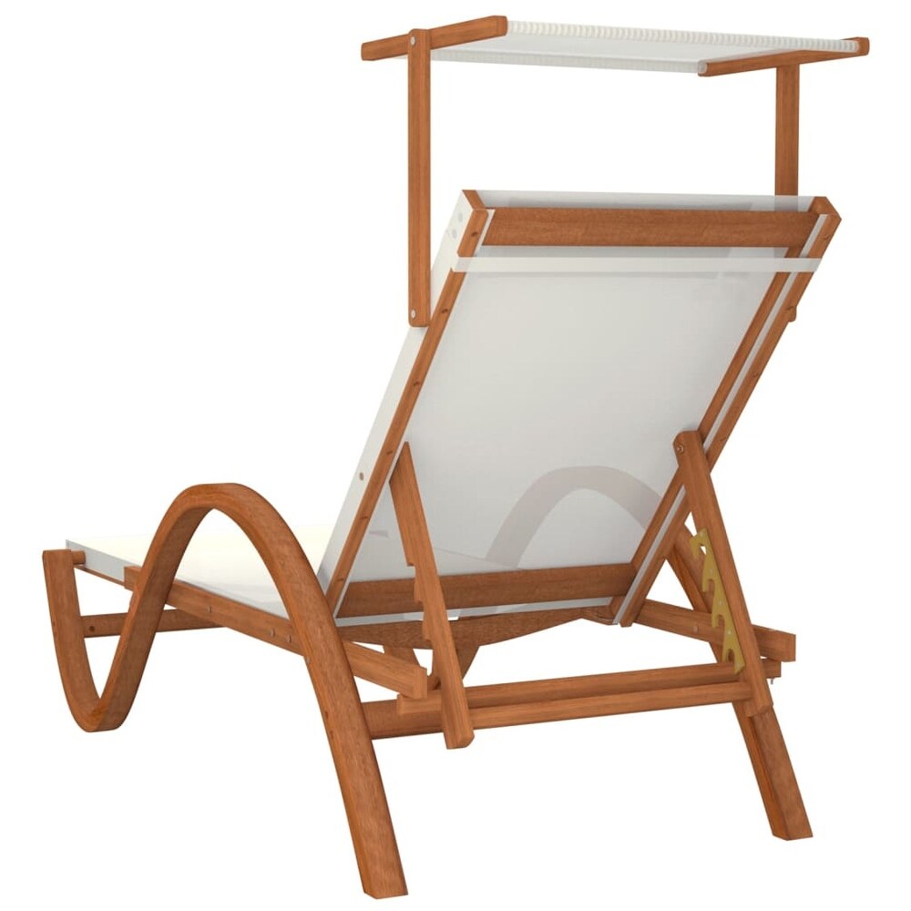 vidaXL Sun Lounger with Canopy Textilene and Solid Wood Poplar   (70.1\