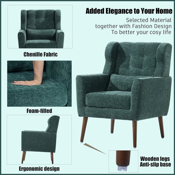 Modern Accent Chair Upholstered Foam Filled Living Room Chairs Comfy Reading Chair with Chenille Fabric Lounge for Living Room