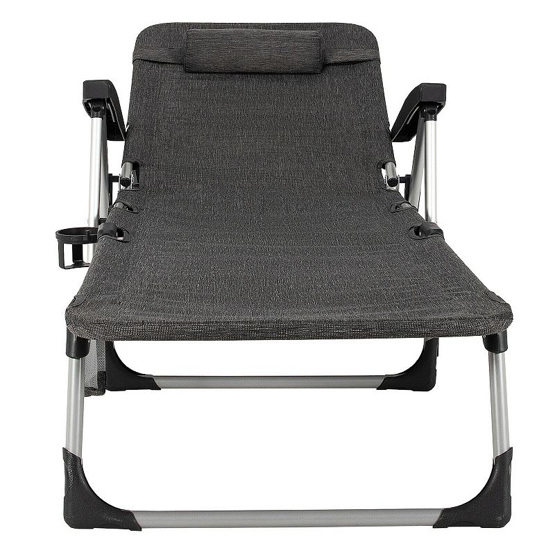 Beach Folding Chaise Lounge Recliner with 7 Adjustable Position