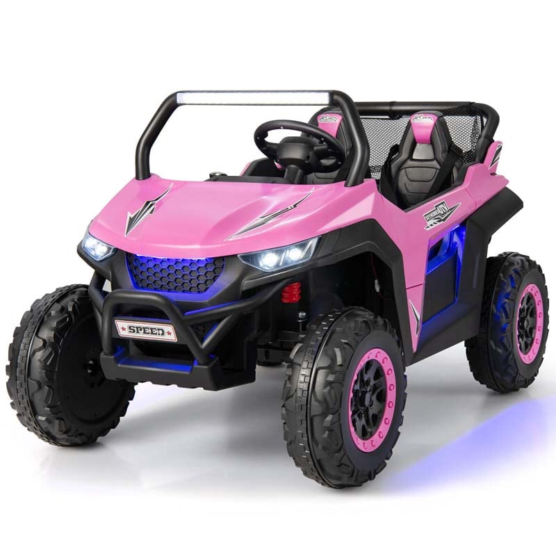 12V 2-Seater Kids Ride On UTV Car, Battery Powered RC Electric Vehicle with Lights & Music