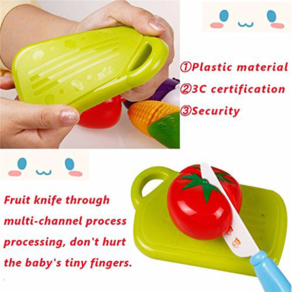 20PCS Kitchen Fruit Vegetables Food Toy Cutting Set Kids Pretend Role Play Gifts (Random Color)