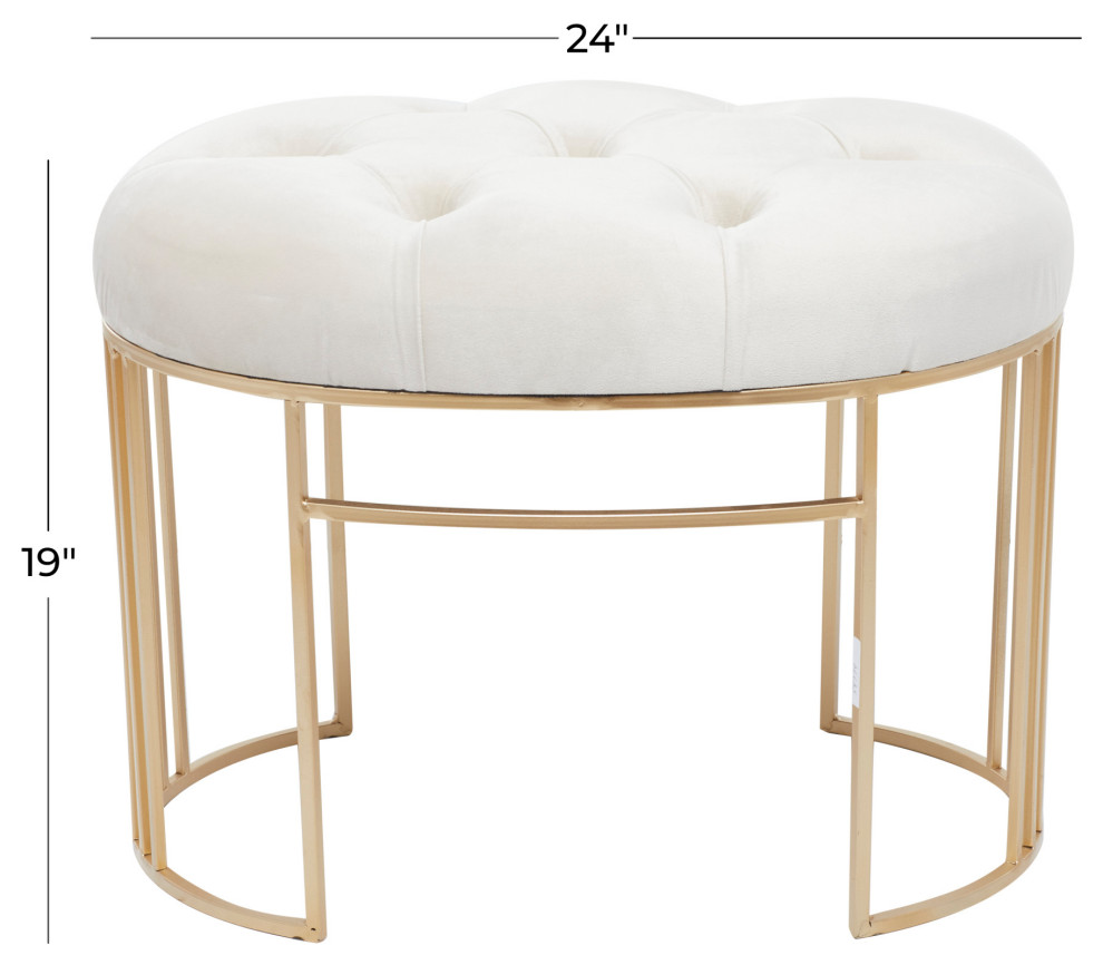 Gold Metal Glam Bench  19 quotx 24 quotx 17 quot560140   Contemporary   Vanity Stools And Benches   by Brimfield  ampMay  Houzz