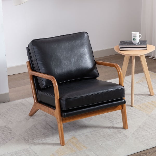 Accent Chair Modern Wood Upholstered Arm Chair