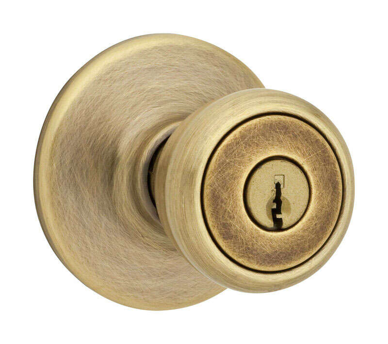 Kwikset Tylo Antique Brass Entry Knobs 1-3/4 in.