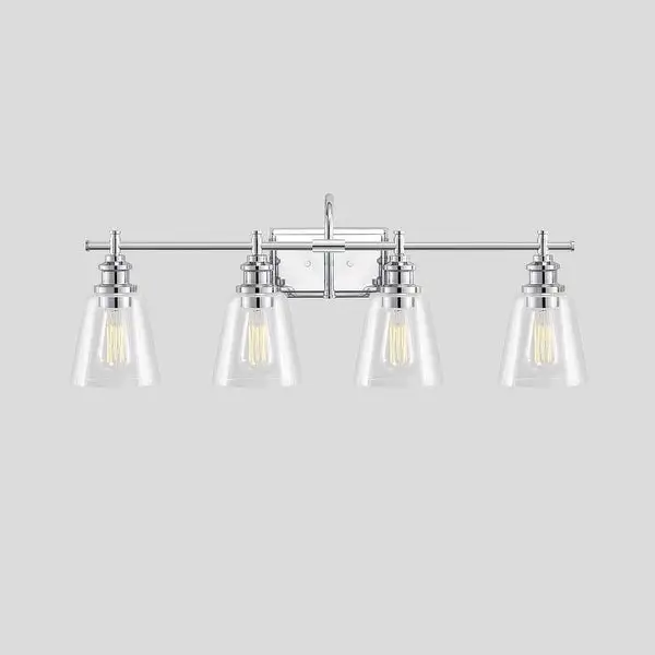 KAWOTI 4-Light Bathroom Vanity Light with Glass Shade