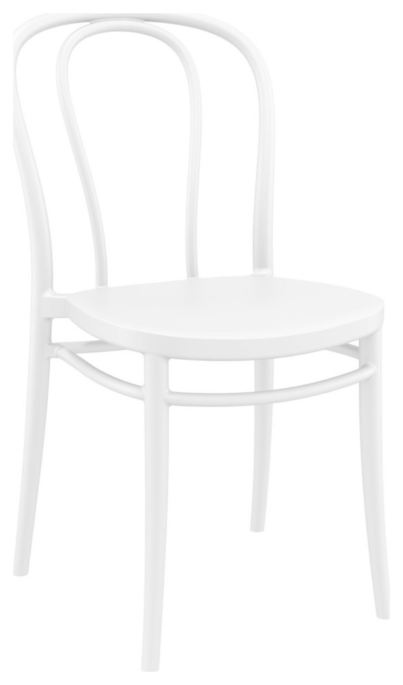 Victor Patio Dining Set With 4 Chairs White   Transitional   Outdoor Dining Sets   by Compamia  Houzz