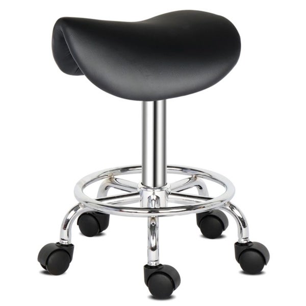 Saddle Stool Ha Ha Feet Rotation Bar Stool Black - (37 x 34 x 51-65)cm (L x W x H)