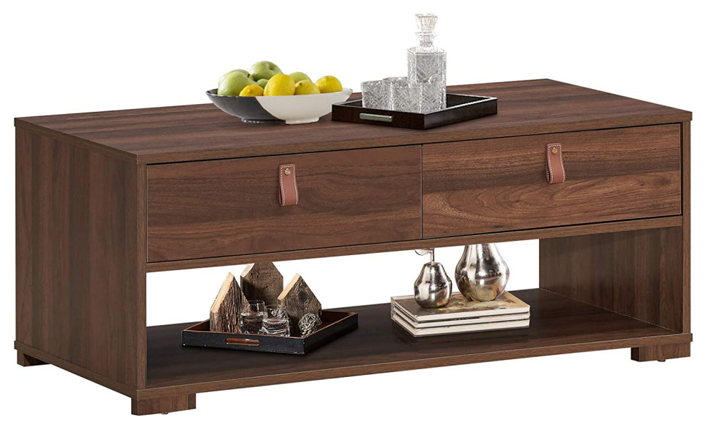 Coffee Table with Drawers  Industrial Accent Cocktail Table with 2 Drawers   Contemporary   Coffee Tables   by Imtinanz  LLC  Houzz