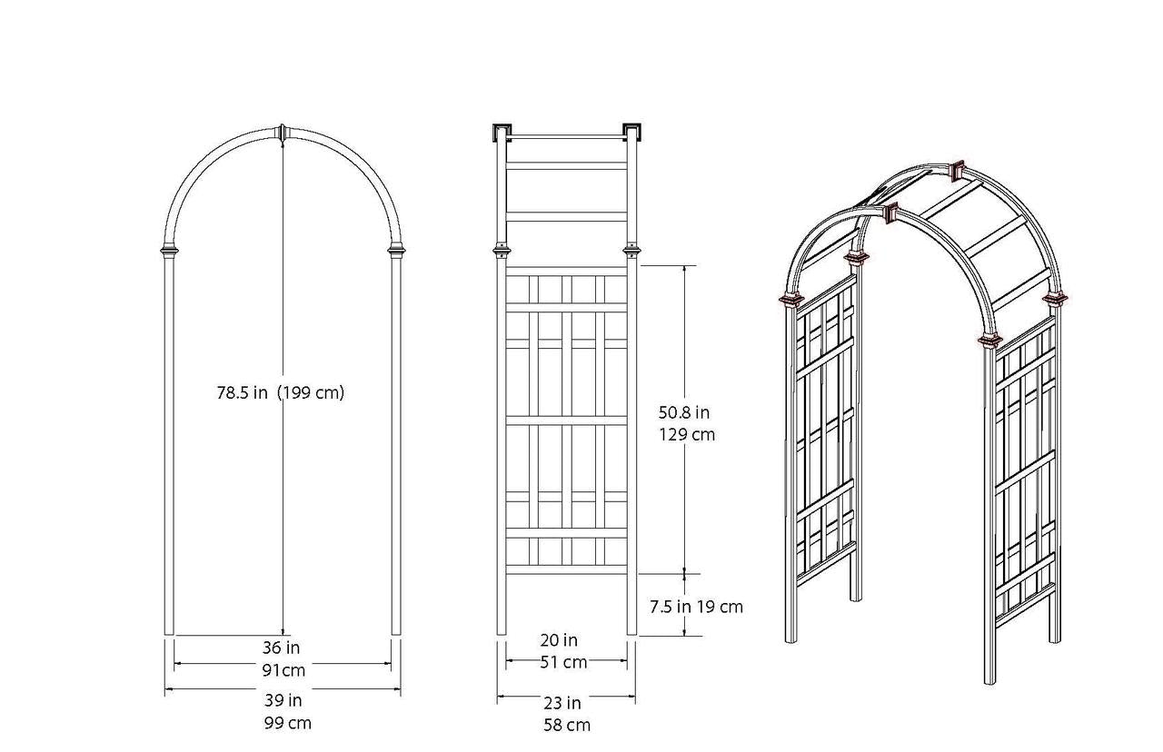 Vita 39"L xc 23"W x 81"H Sierra Embossed Vinyl Arbor, Brown, VA68106