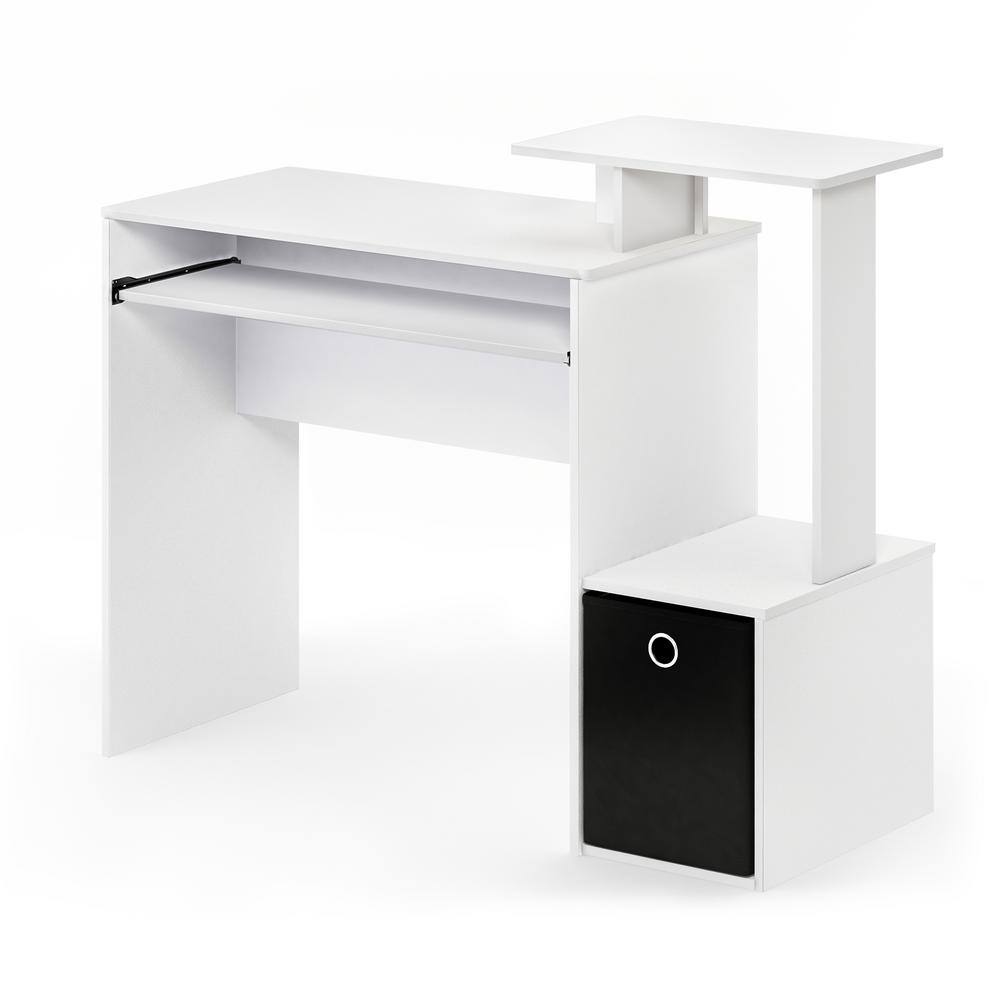 Furinno 40 in. Rectangular WhiteBlack 1 Drawer Computer Desk with Keyboard Tray 12095WHBK