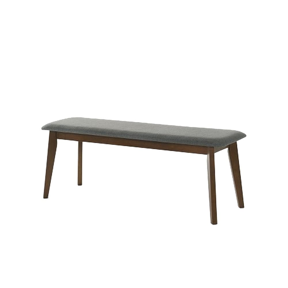 Cid Cyla 47 Inch Dining Bench  Soft Gray Fabric Upholstery  Walnut Wood