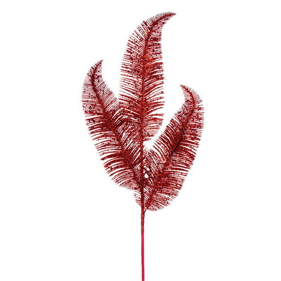 Vickerman RG220103 24.5 Red Feather Fern Glittr S...