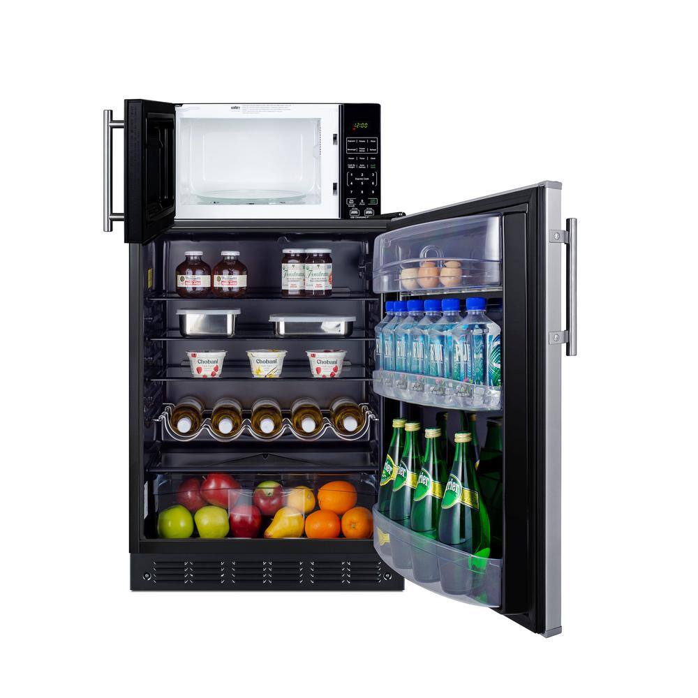 Summit Appliance 23.63 in. W 5.5 cu. ft. Mini Refrigerator in Stainless Steel with 0.7 cu. ft. Microwave Combo MRF6BK2SSA