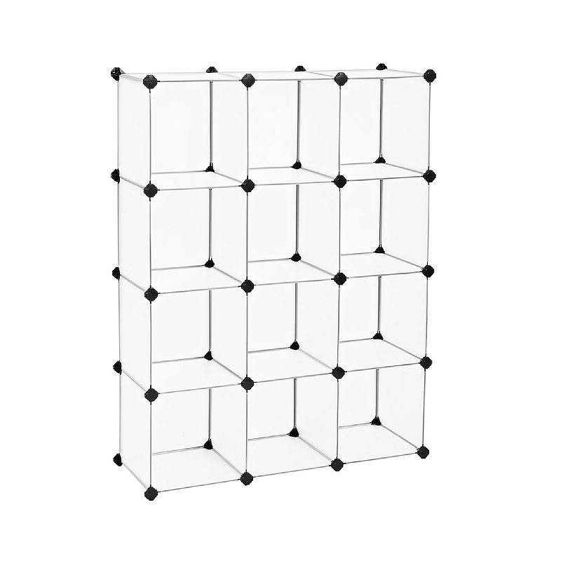 12-cube Storage Organizer， Interlocking Plastic Cubes With Divider Design