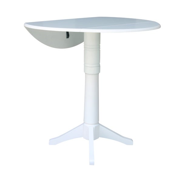 42 in Round Top Dual Drop Leaf Pedestal Table - White