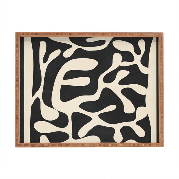 Nadja Minimalist Abstract Leaves 1 Rectangular Tray Deny Designs