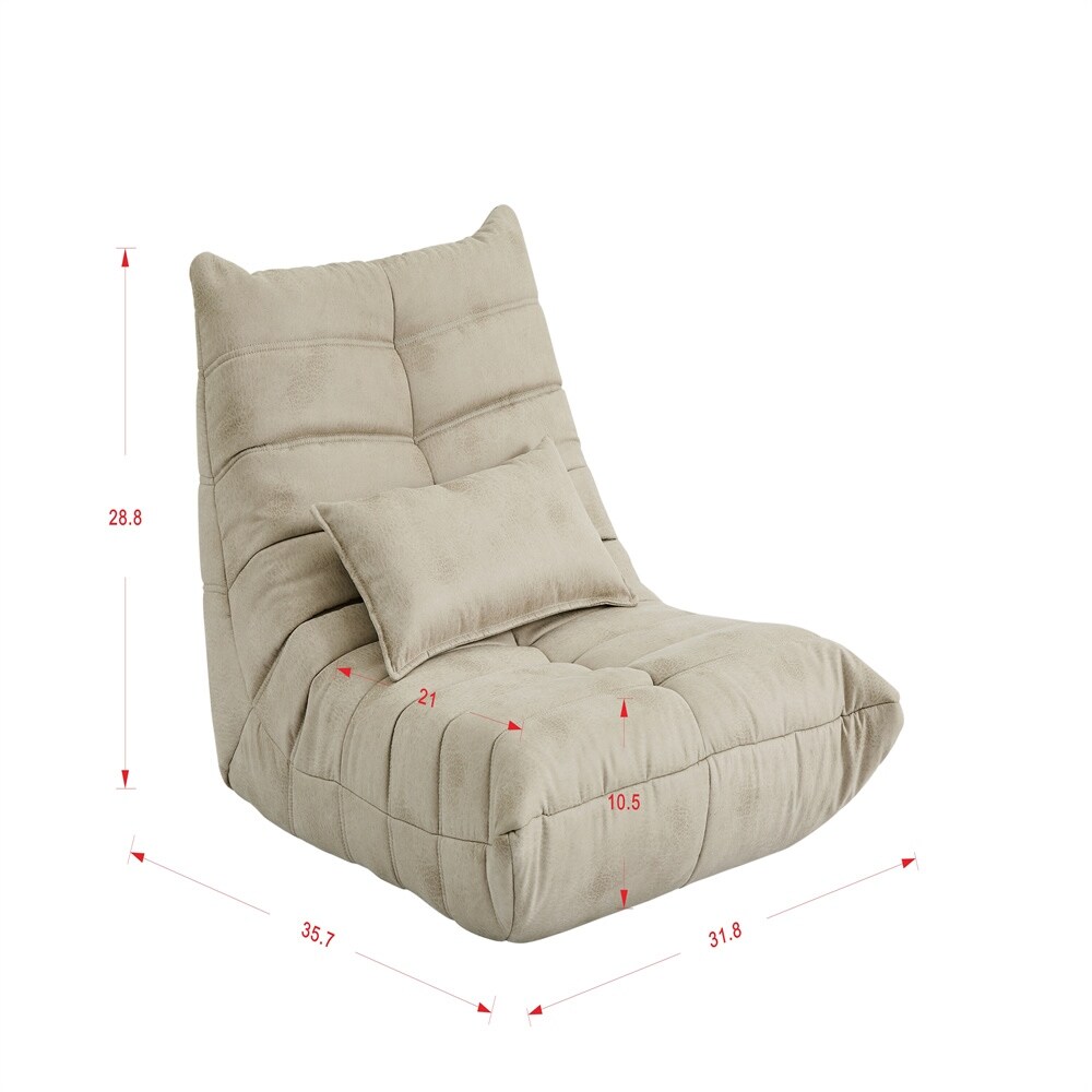 Soft Suede Lounge Chair Lazy Floor Sofa Accent Bean Bag Couch for Living Room Chair