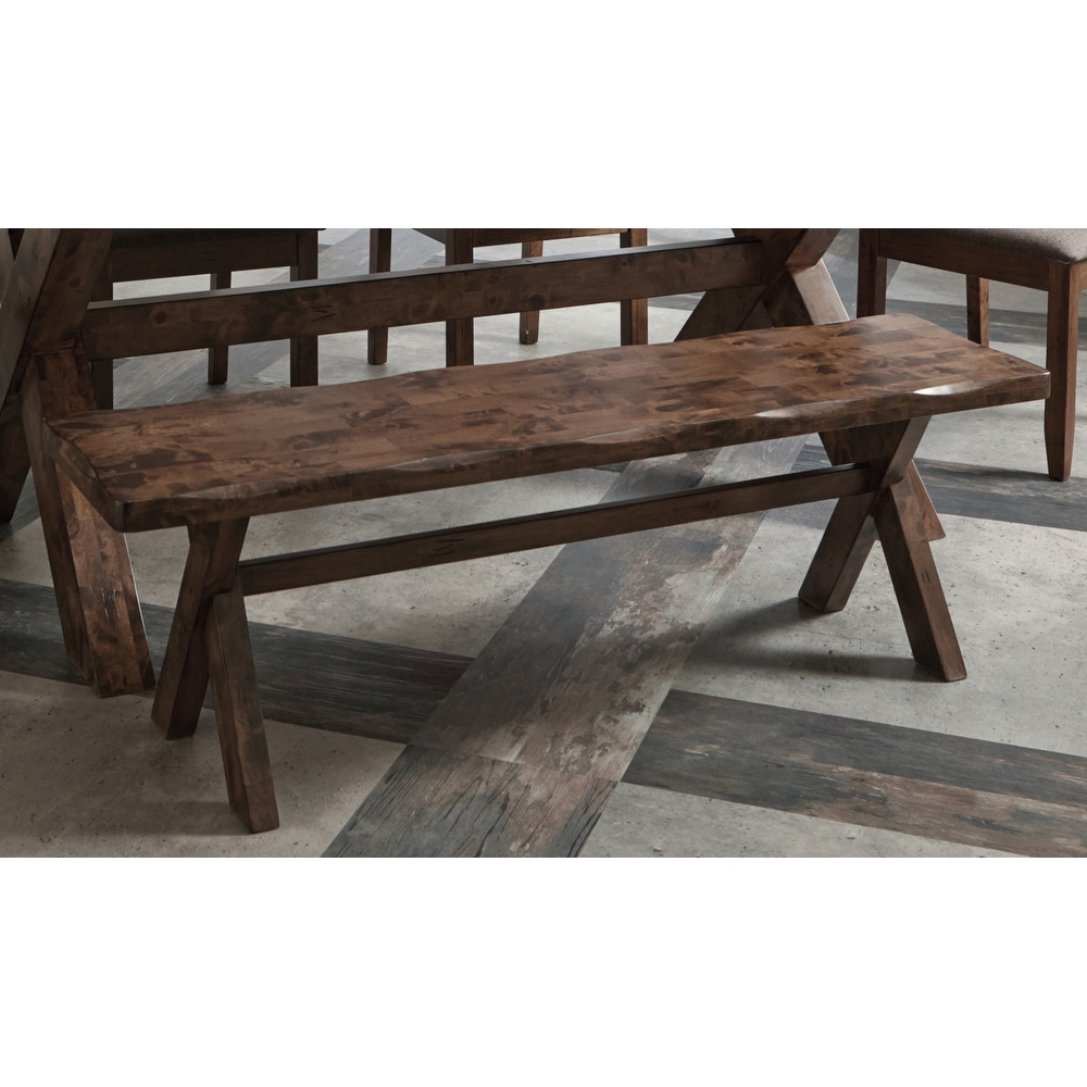 Live Edge Knotty Wood Dining Bench with X Design Base