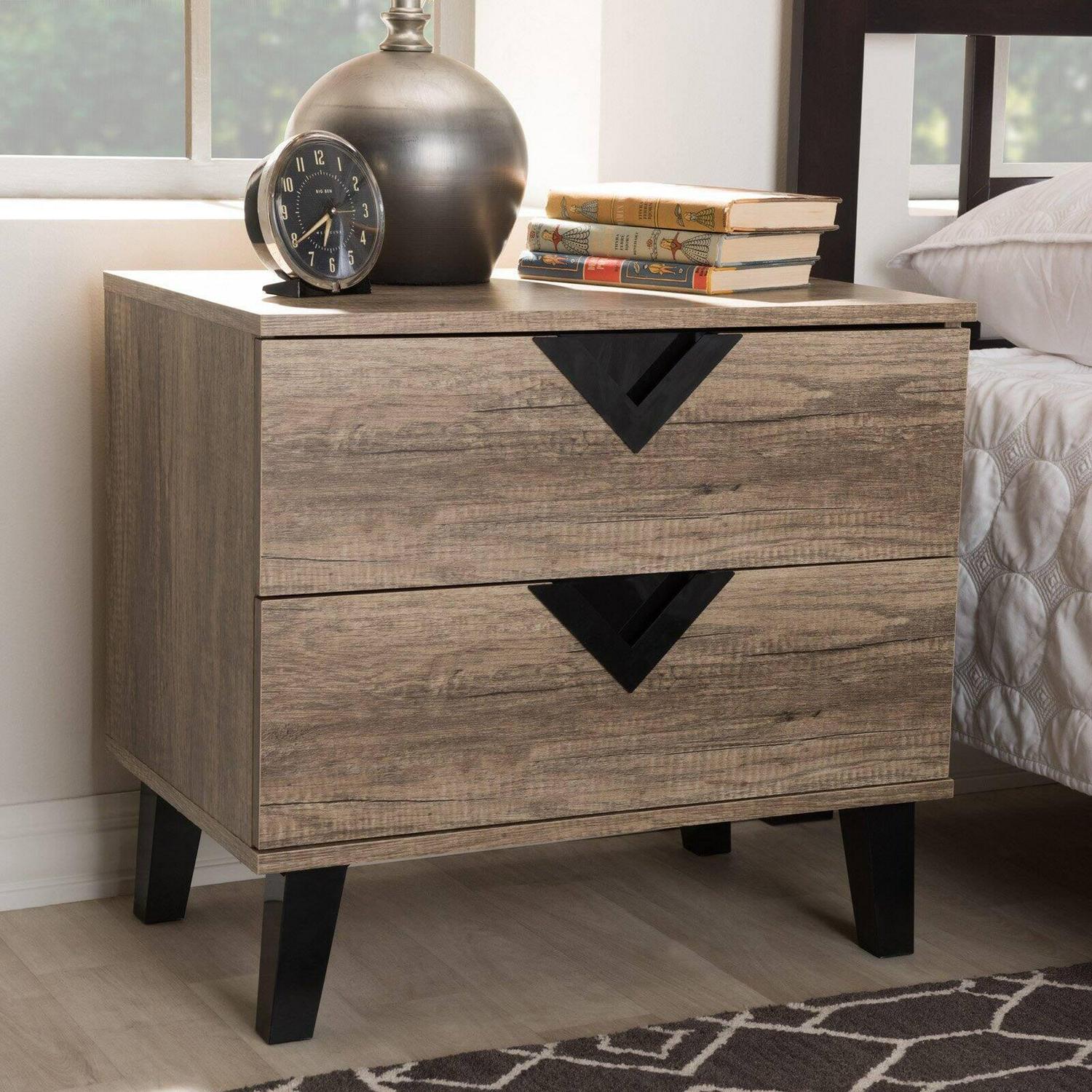 Baxton Studio Swanson Light Brown Wood 2-Drawer Nightstand