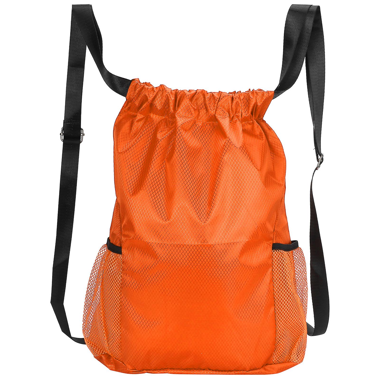 Drawstring Pocket Double Shoulder Backpack Thickened Waterproof Travel Storage Bagorange