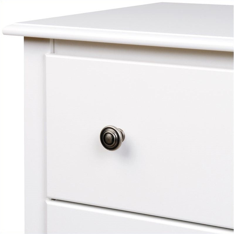 Kingfisher Lane Tall 2 Drawer Wood Nightstand in White