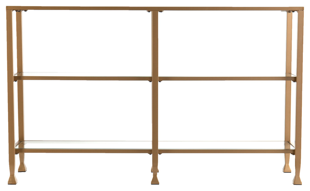 Portgren Narrow Metal Console Table With Glass Shelves  Gold   Contemporary   Console Tables   by SEI  Houzz