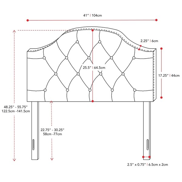 CorLiving Calera Diamond Tufted Fabric Arched Panel Headboard - Twin - - 28495537