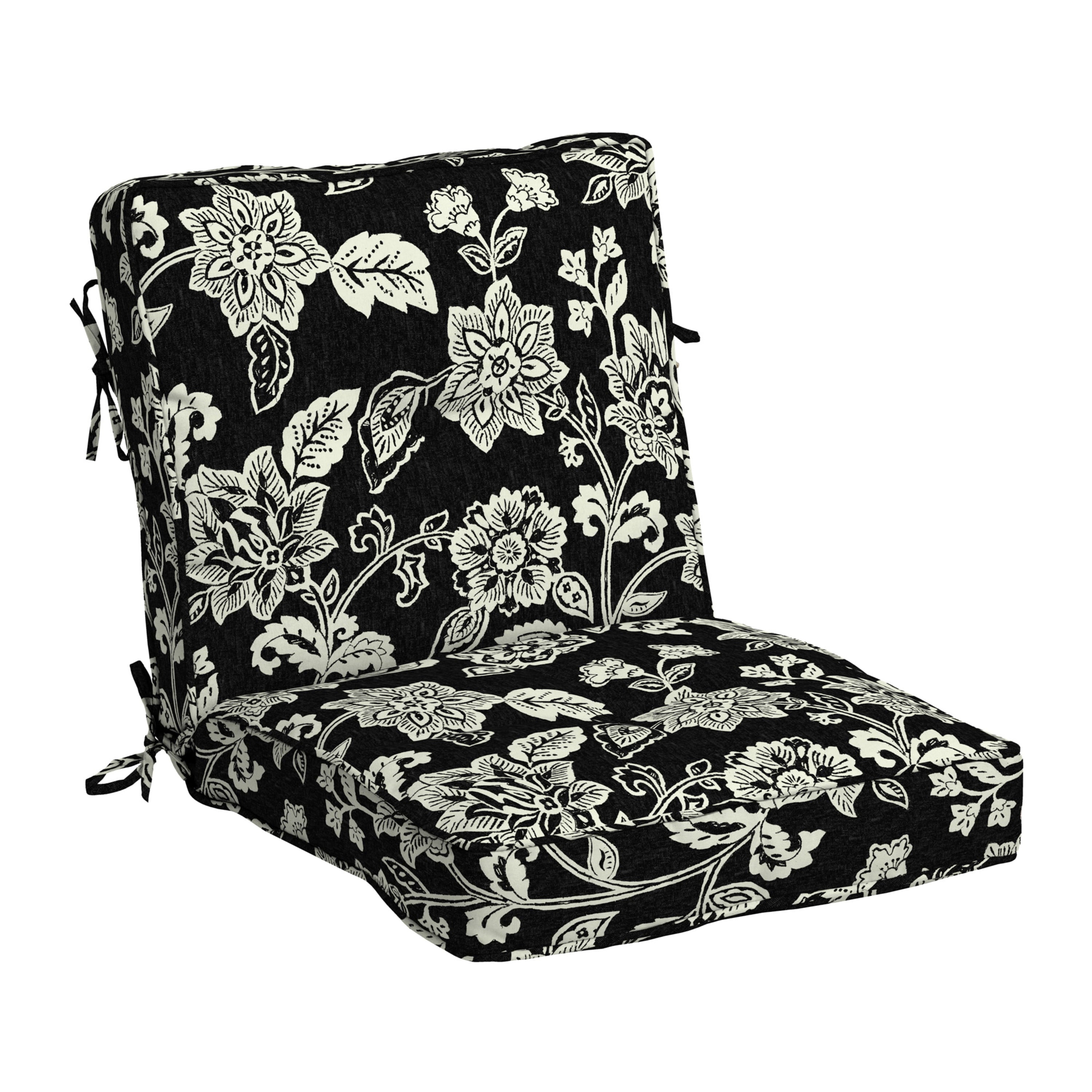 Arden Selections PolyFill Outdoor Chair Cushion 20 x 21， Ashland Black Jacobean