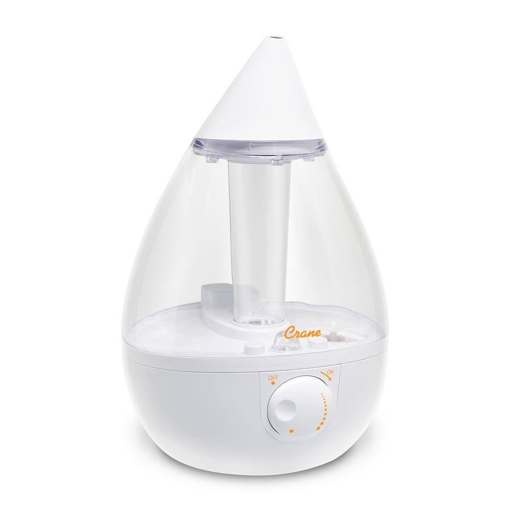 Crane 1 Gal. Drop Ultrasonic Cool Mist Humidifier for Medium to Large Rooms up to 500 sq. ft. - ClearWhite EE-5301CW