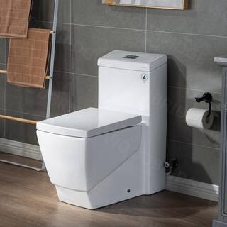 WOODBRIDGE Prescott 1-Piece 1.01.6 GPF High Efficiency Square Elongated All-In One Toilet with Soft Closed Seat Included in White HT0020