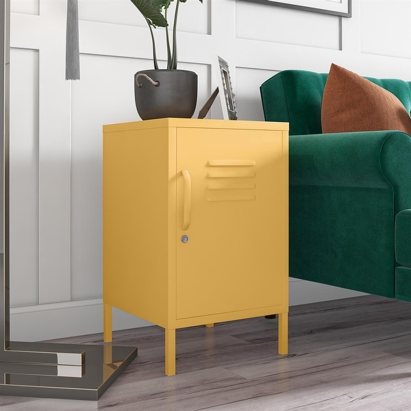 Cache Metal Locker End Table， Yellow