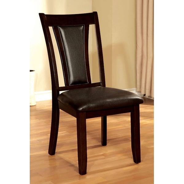 Contemporary Set of 2 Side Chairs Solid wood Chair Padded Leatherette Upholstered Seat Kitchen Dining Room Furniture