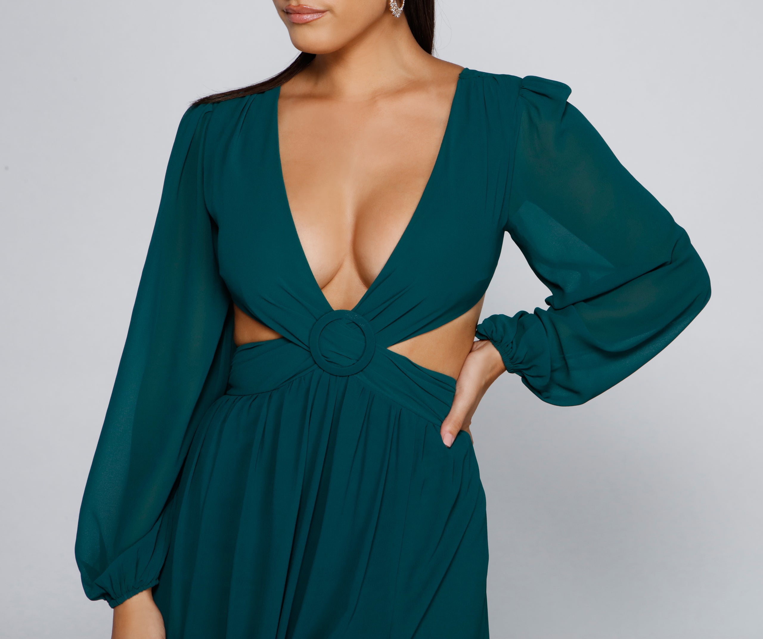 New Heights Chiffon Cutout Maxi Dress